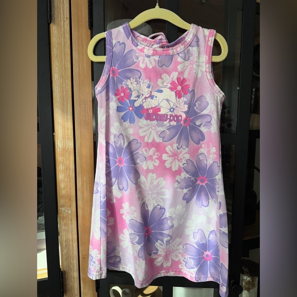 Vintage y2k scooby doo dress hawaiian movie flowers floral print toddler girl